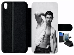 Etui à rabat - Cr7 cristiano ronaldo body beau gosse - compatible avec Sony Xperia XA - Plastique - bord Noir